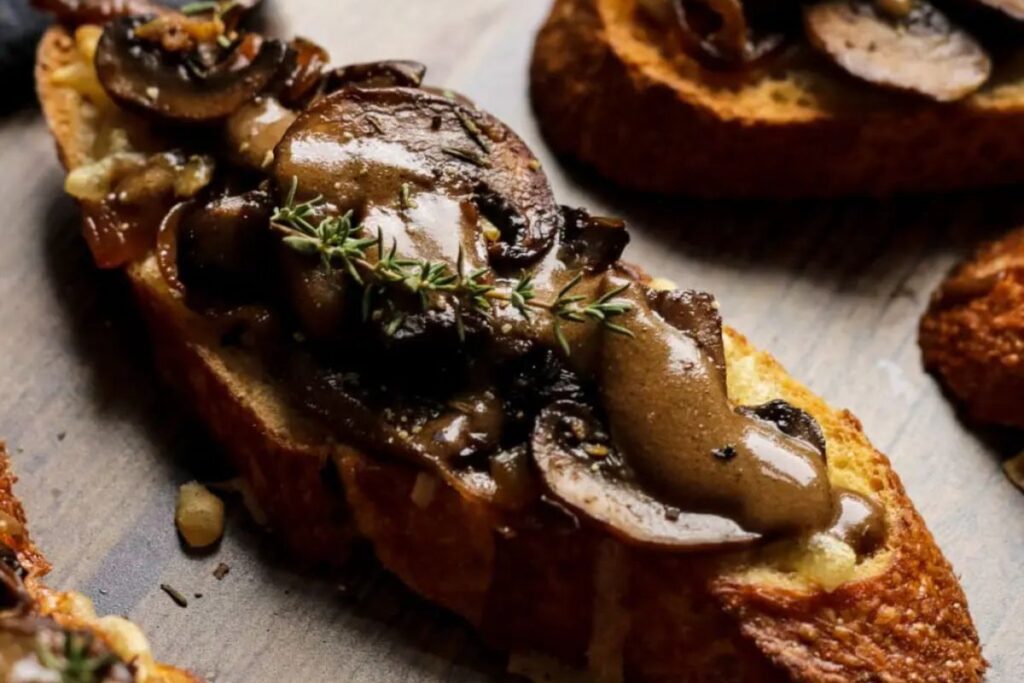 Vegan Mushroom Crostini.