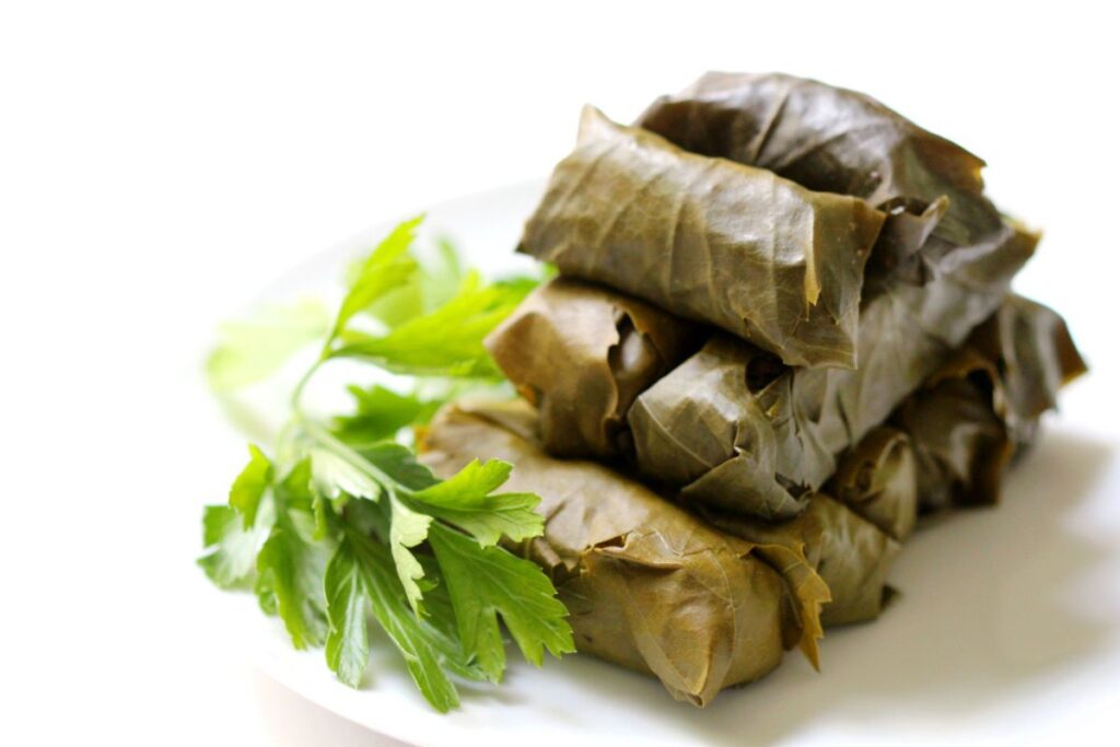 Vegan Rice Stuffed Dolmades. 