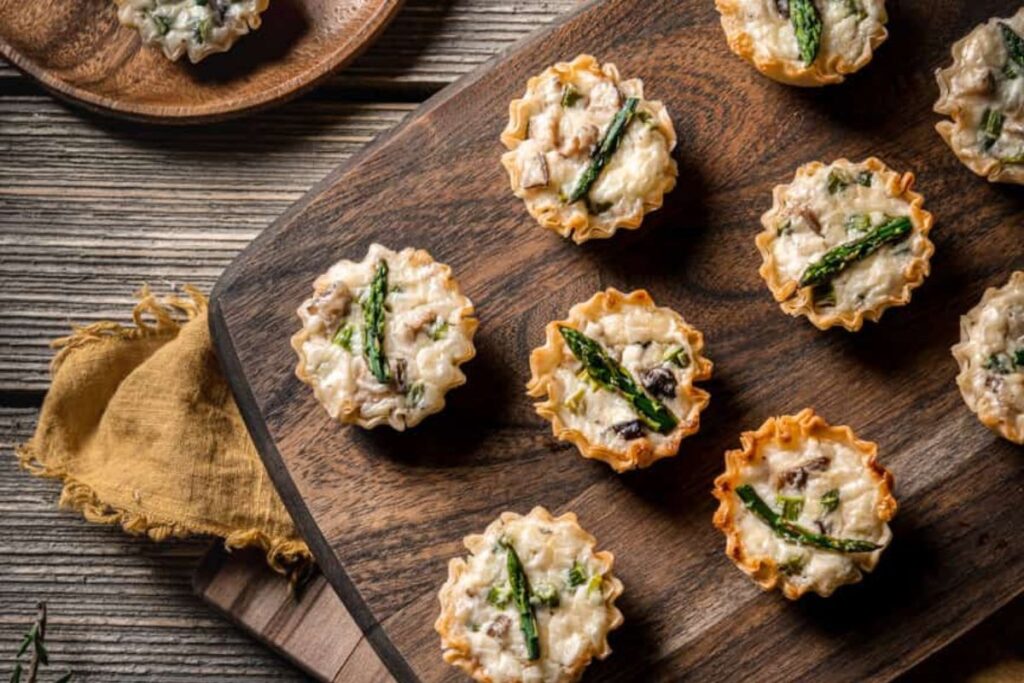 Asparagus and Mushroom Cheese Soufflé Bites.