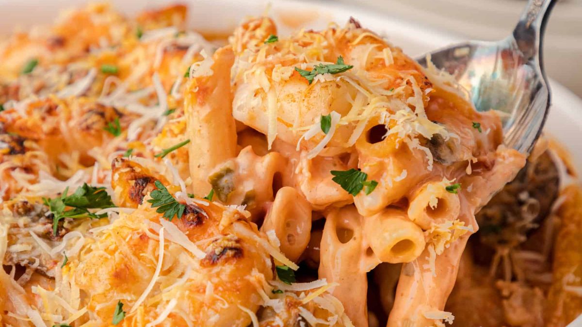 Cheesy Shrimp Casserole With Velveeta.