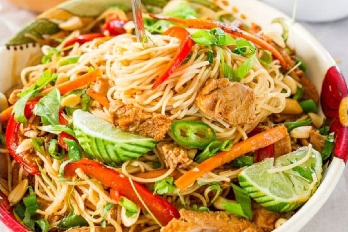 Crockpot Chinese Pork with Noodles.