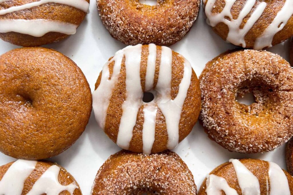 Gluten Free Pumpkin Donuts With A Maple Syrup Glaze.