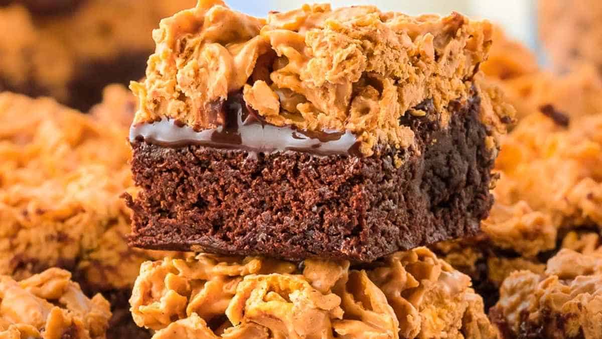 Peanut Butter Crunch Brownies. 