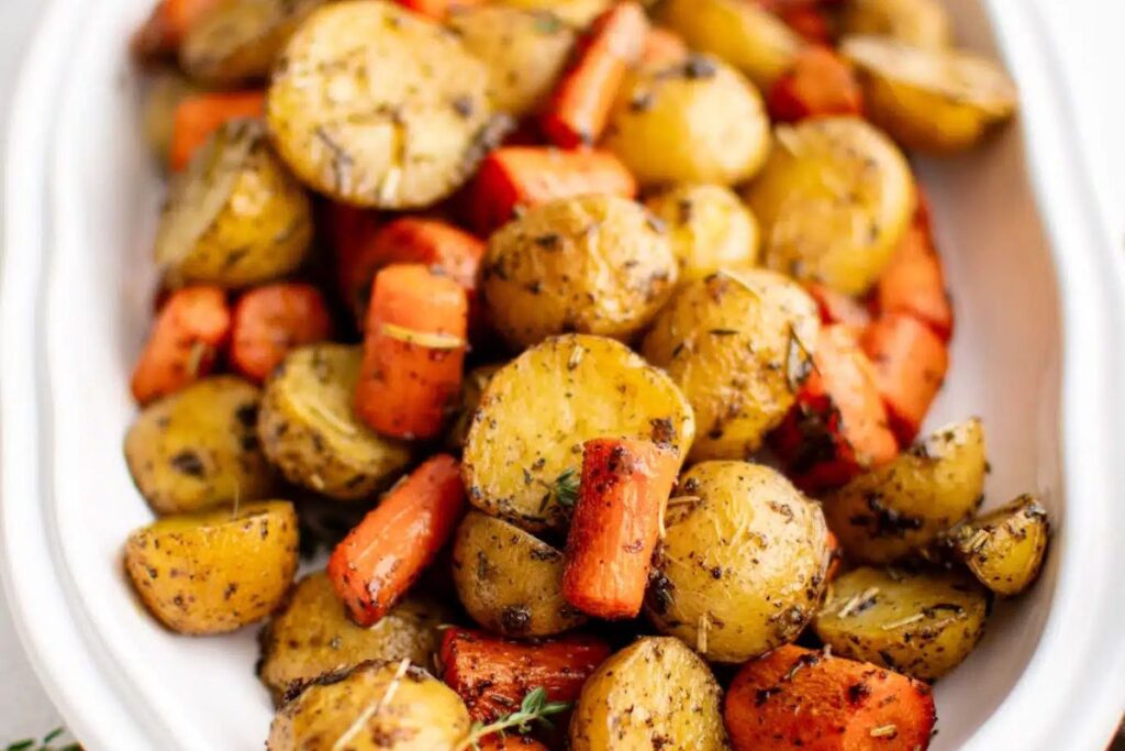 Roasted Potatoes and Carrots.