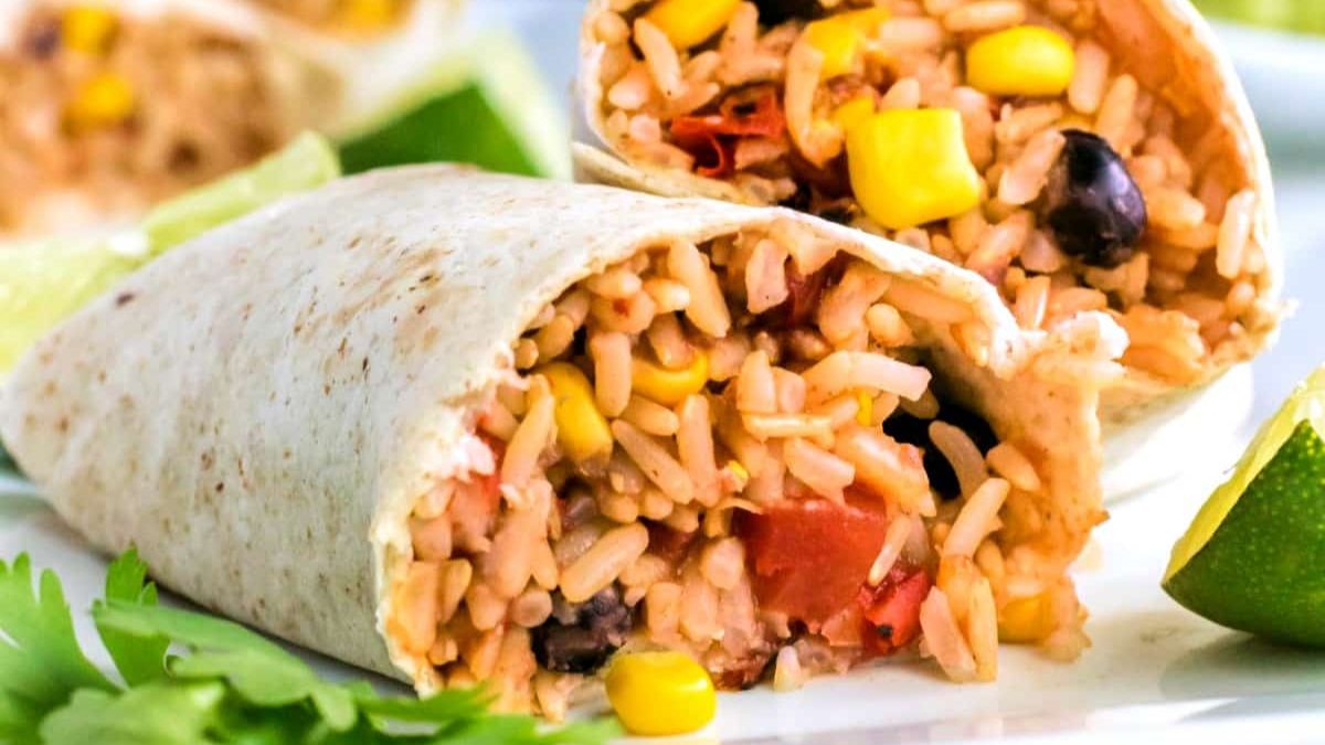 Slow Cooker Black Bean Burritos Recipe. 