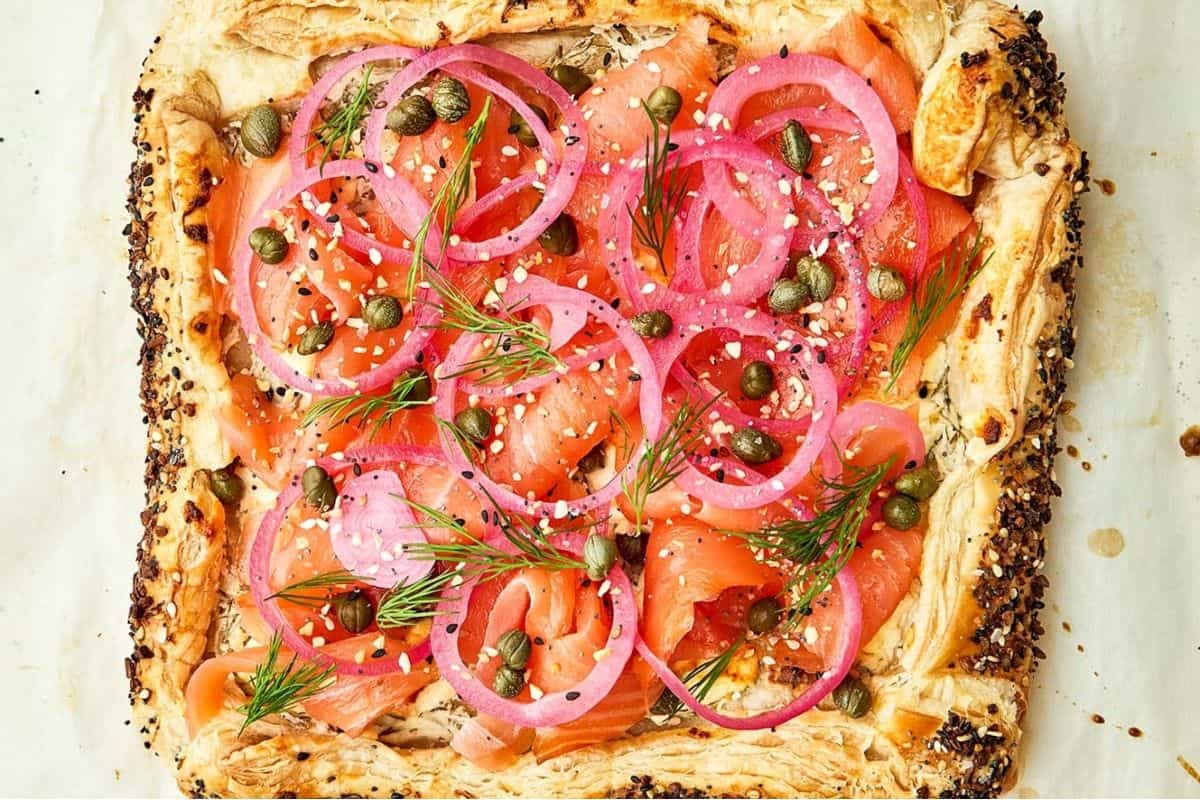 Smoked Salmon Puff Pastry Tart.
